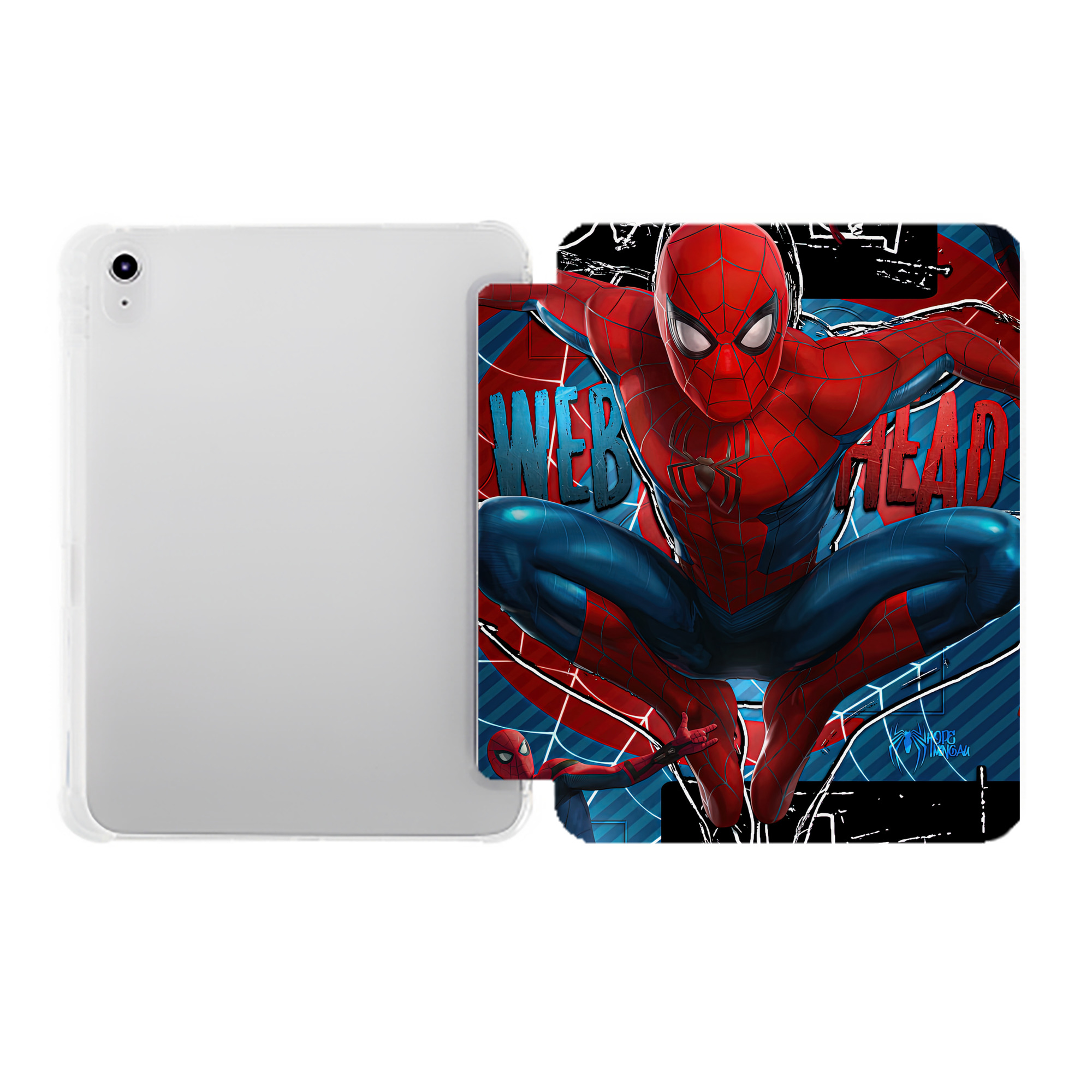 （画像用） Spider Man スパイダーマン IPad ケース ペン収納付き 三つ折りスタンド PUレザー×シリコン 対応機種9.5/10.5/10.9インチ